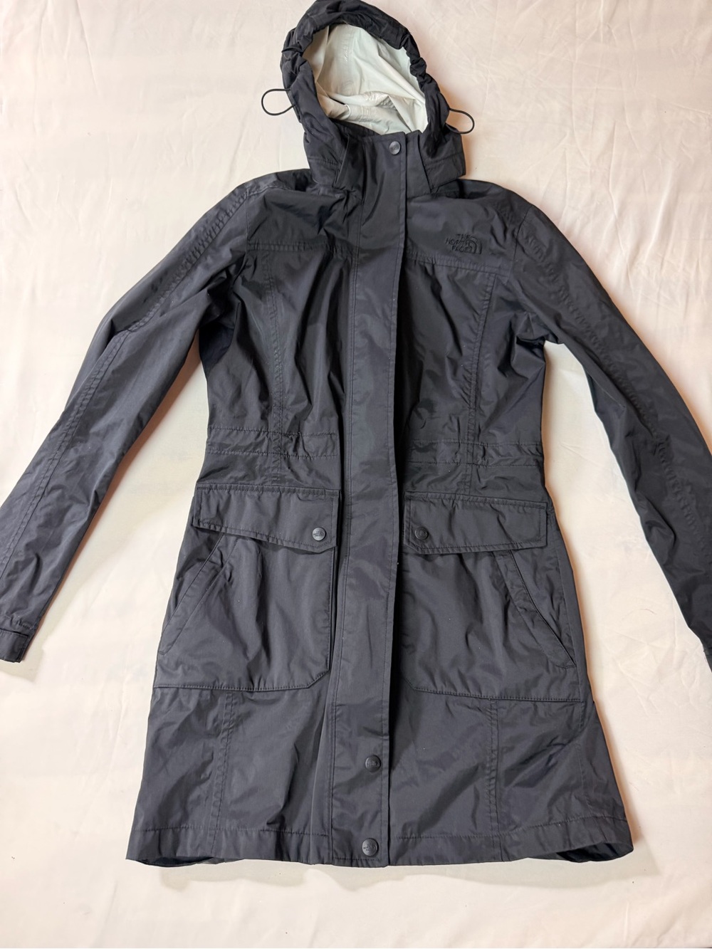 The North Face Black Hooded Trench Rain Jacket